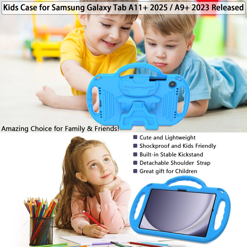 LTROP Case for Samsung Galaxy Tab A11 Plus 2025 / A9 Plus 2023 11 Inch with Shoulder Strap Handle & Kickstand, Shockproof Bumper Case for Galaxy Tab A11+ 2025 / A9+ 2023 - Blue - Image 2