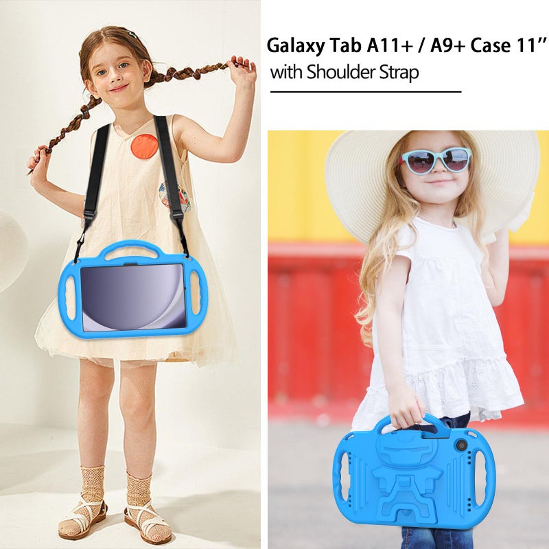 LTROP Case for Samsung Galaxy Tab A11 Plus 2025 / A9 Plus 2023 11 Inch with Shoulder Strap Handle & Kickstand, Shockproof Bumper Case for Galaxy Tab A11+ 2025 / A9+ 2023 - Blue - Image 3