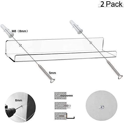 Cerpourt Acrylic Floating Wall Ledge Shelf, Clear Bathroom Storage Shelves Display,Acrylic 15" Invisible Bookshelf (2pack) - Image 3