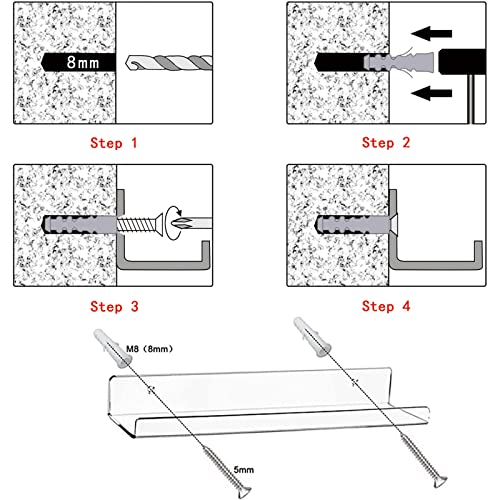Cerpourt Acrylic Floating Wall Ledge Shelf, Clear Bathroom Storage Shelves Display,Acrylic 15" Invisible Bookshelf (2pack) - Image 5