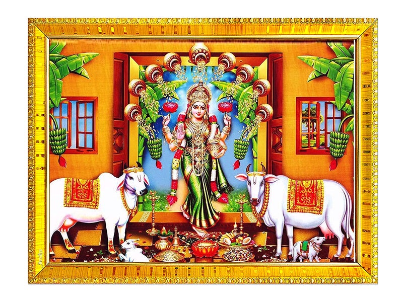 zig zag Gruha Lakshmi Photo Frame For Wall  Table  Pooja Room  7x9 inches Acrylic Glass Golden