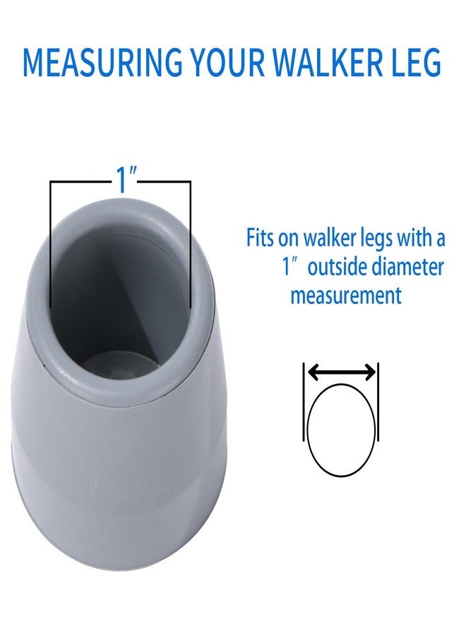 ZIYIZE 4PCS Rubber Walker Tips 1 '' Heavy Duty Replacement Tips for Walkers, Commodes, Shower Chairs and more - Image 2