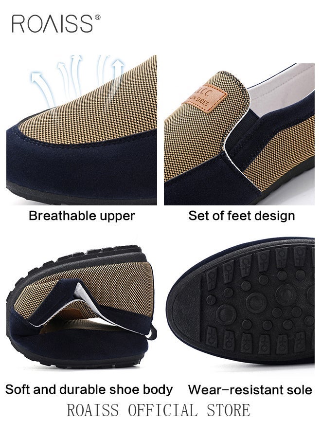 roaiss Men's Slip On Round Toe Canvas Shoes, Breathable and Lightweight, Non-slip and Wear-Resistant Work Shoes, Versatile Casual Flat Loafers  Khaki - Image 5