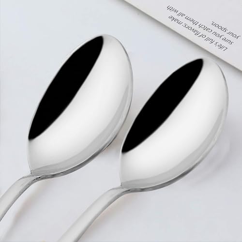 Parage 6 Pieces Stainless Steel Premium Table Spoon Set for Home & Kitchen, 18.5 cm Long, Luxury Dining Tableware Laser Chammach Set Gift, Silver, Dazzle Design - Image 5