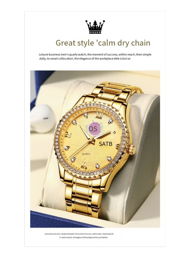 أوليفز ساعة يد كوارتز رجالية من OLEVS مع سوار من الفولاذ المقاوم للصدأ، ساعات كلاسيكية مقاومة للماء، ساعة يد فاخرة من الألماس ونافذة التاريخ - Image 4