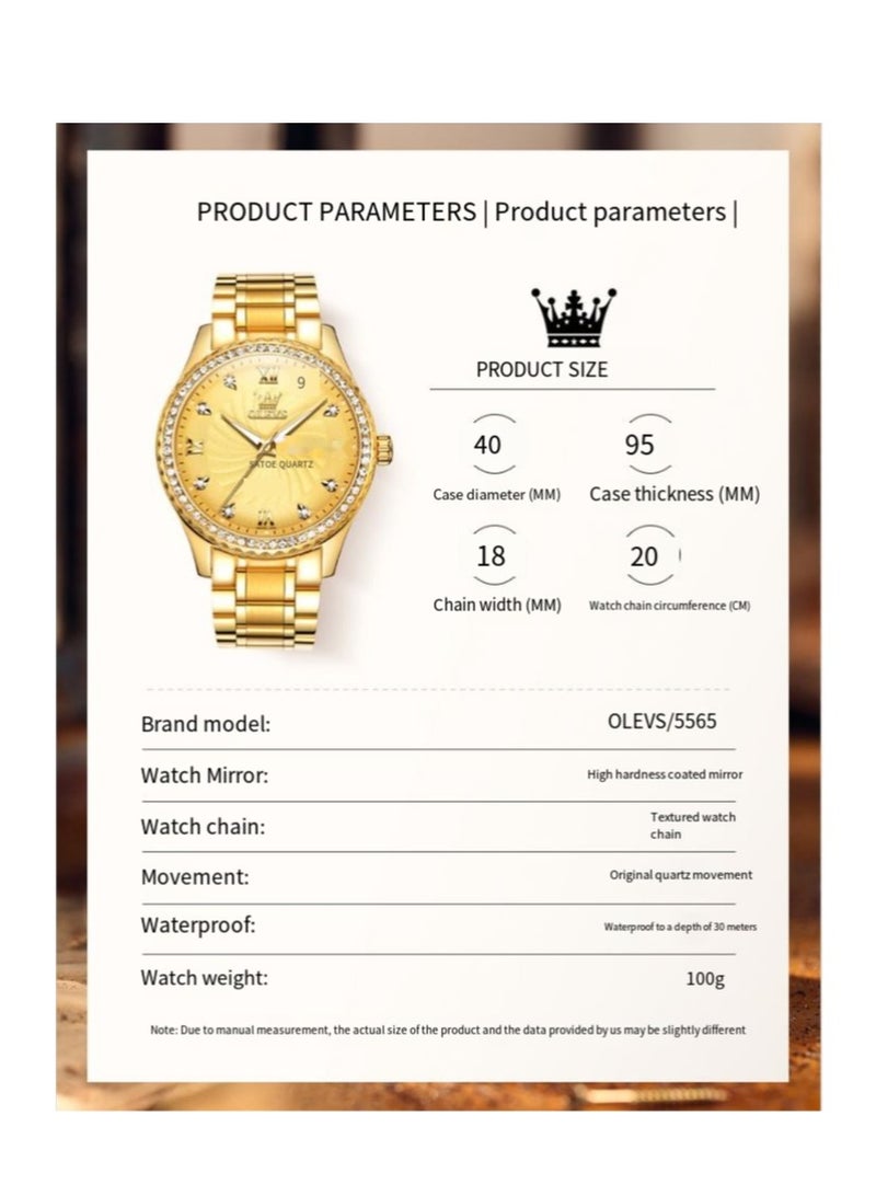 أوليفز ساعة يد كوارتز رجالية من OLEVS مع سوار من الفولاذ المقاوم للصدأ، ساعات كلاسيكية مقاومة للماء، ساعة يد فاخرة من الألماس ونافذة التاريخ - Image 5