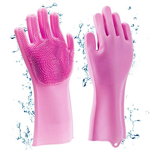 Max Home Magic Silicone Dish Washing Gloves (Standard, Pink) - Image 1