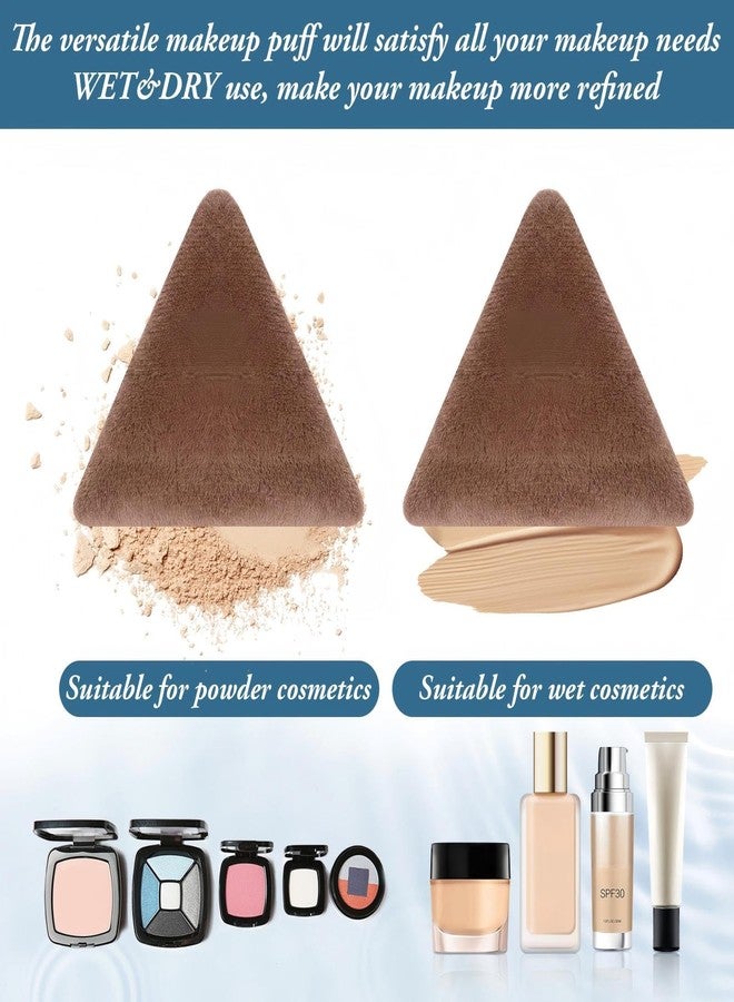 Suclain 48 Pcs Velour Triangle Powder Puff Soft Velour Makeup Puff for Face Powder Makeup Triangle Sponges for Wet and Dry Cosmetic Foundation Loose Mineral Body Tool(Brown) - Image 4