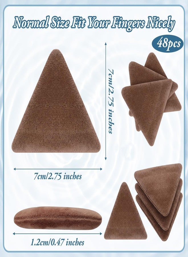 Suclain 48 Pcs Velour Triangle Powder Puff Soft Velour Makeup Puff for Face Powder Makeup Triangle Sponges for Wet and Dry Cosmetic Foundation Loose Mineral Body Tool(Brown) - Image 2