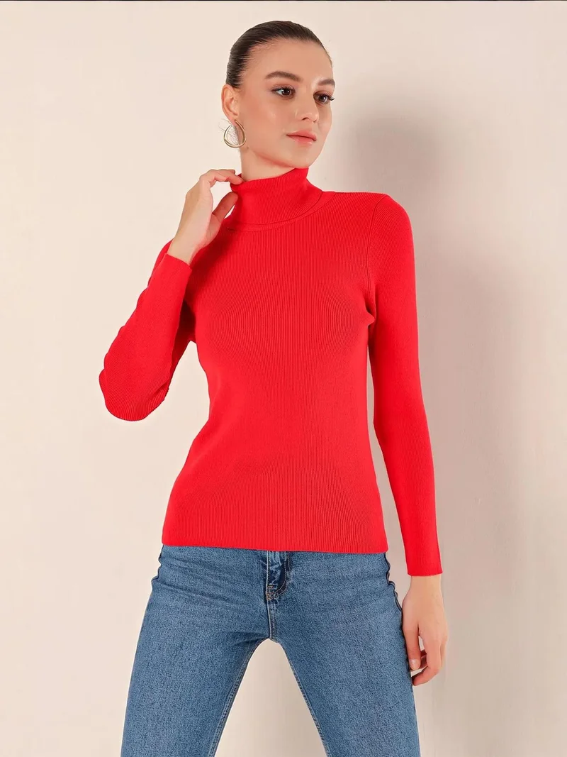 BIG DART BDART Fitted Turtleneck Ribbed Sweater