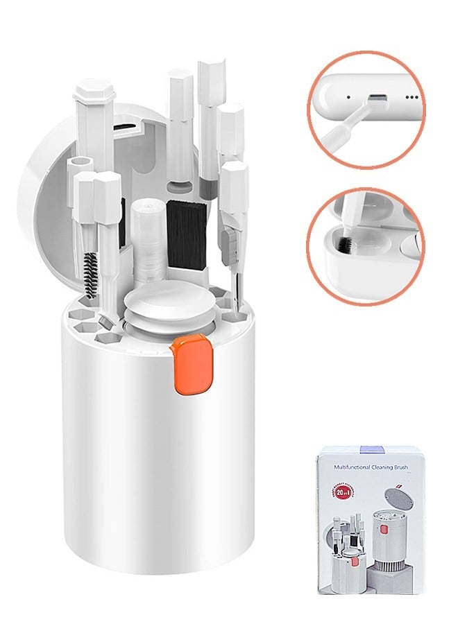 20-in-1 Electronic Cleaner Kit, Portable Keyboard Cleaning Brush, Multifunctional Cleaning Tool for PC Monitor Earbud Cell Phone Laptop Computer Bluetooth Earphones (White) - Image 1