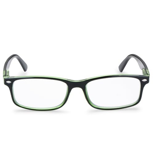 AEC Style7 Progressive Reading Glasses | Full Rim Rectangular Fibre Frame | Medium Size | Powers +1.00 to +3.00 | Far, Intermediate & Near Vision | Includes Hard Case & Cleaning Cloth (Green, +3.00) - Image 4
