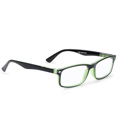 AEC Style7 Progressive Reading Glasses | Full Rim Rectangular Fibre Frame | Medium Size | Powers +1.00 to +3.00 | Far, Intermediate & Near Vision | Includes Hard Case & Cleaning Cloth (Green, +3.00) - Image 5