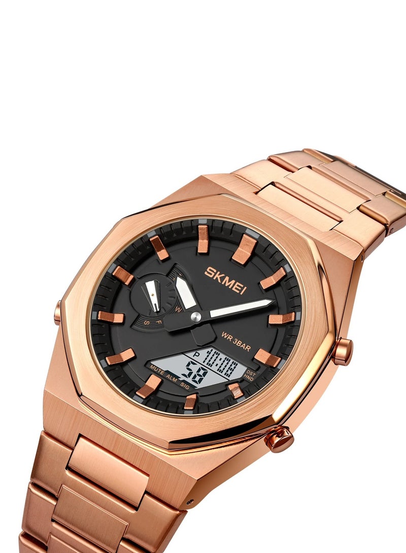 SKMEI Men’s Rose Gold Dual-Display Electronic Watch with Luminous Waterproof Wristwatches 1816 - Image 2