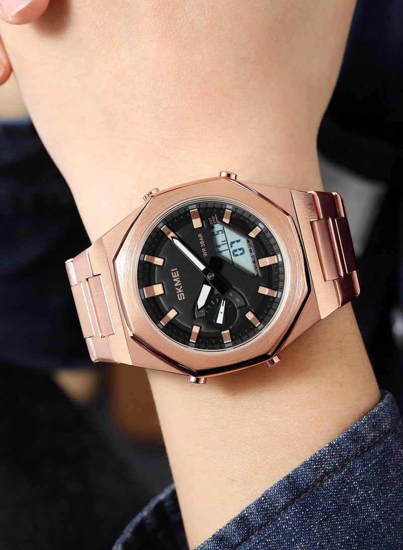 SKMEI Men’s Rose Gold Dual-Display Electronic Watch with Luminous Waterproof Wristwatches 1816 - Image 4