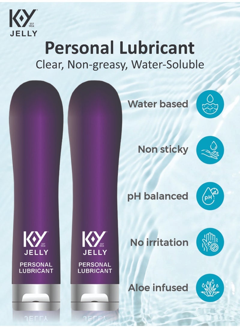 K-Y Jelly Purple Moisturizing Lubricant – Water-Soluble, Fragrance-Free, Smooth Glide Gel Pack Of 2