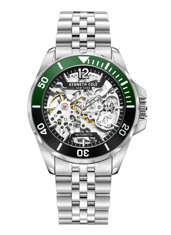 كينيث كول نيو يورك Kenneth Cole New York 43mm Automatic Men's Watch with Black Dial & Stainless Steel Bracelet