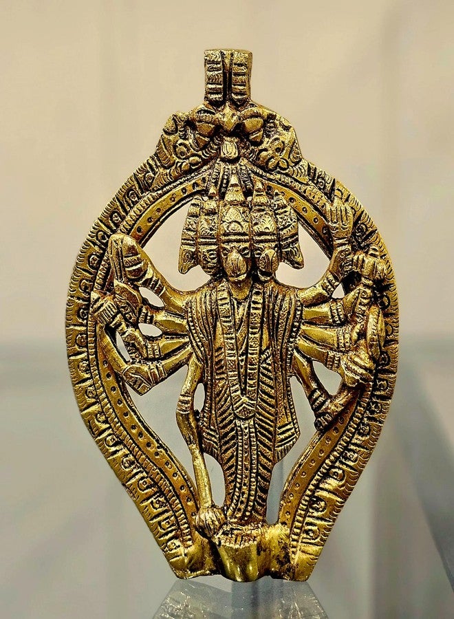 ESPLANADE Brass Panchmukhi Hanuman Wall Hanging Anjaneya Pavan Putra Bajrangbali Maruti Idol Murti Moorti Statue - 6" Inches - Image 5