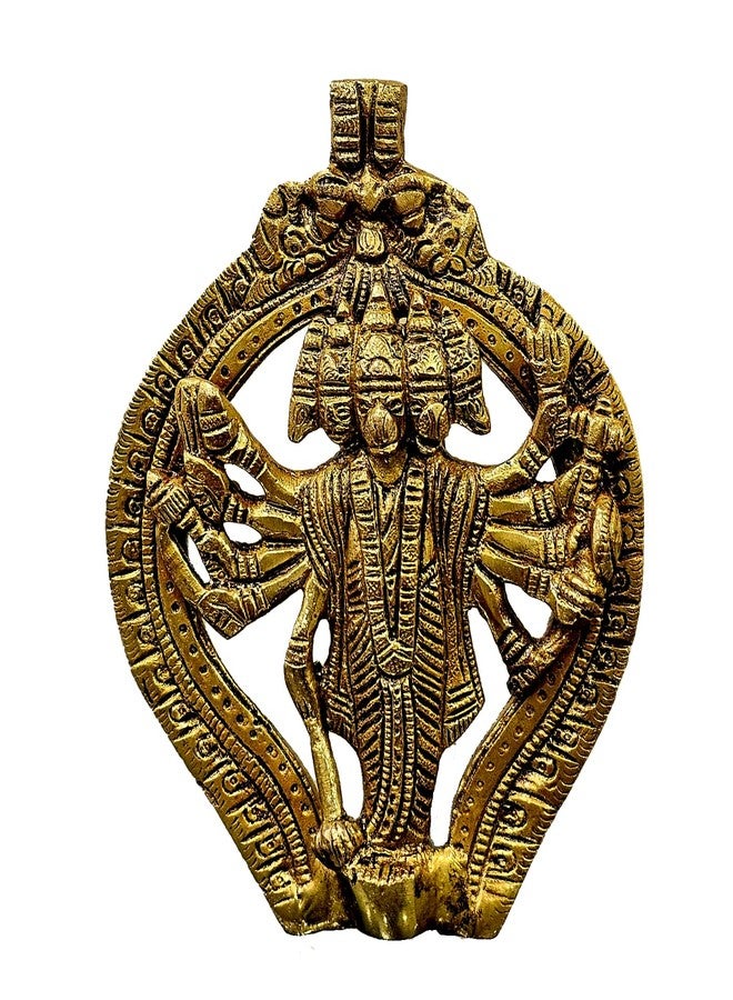 ESPLANADE Brass Panchmukhi Hanuman Wall Hanging Anjaneya Pavan Putra Bajrangbali Maruti Idol Murti Moorti Statue - 6" Inches - Image 3