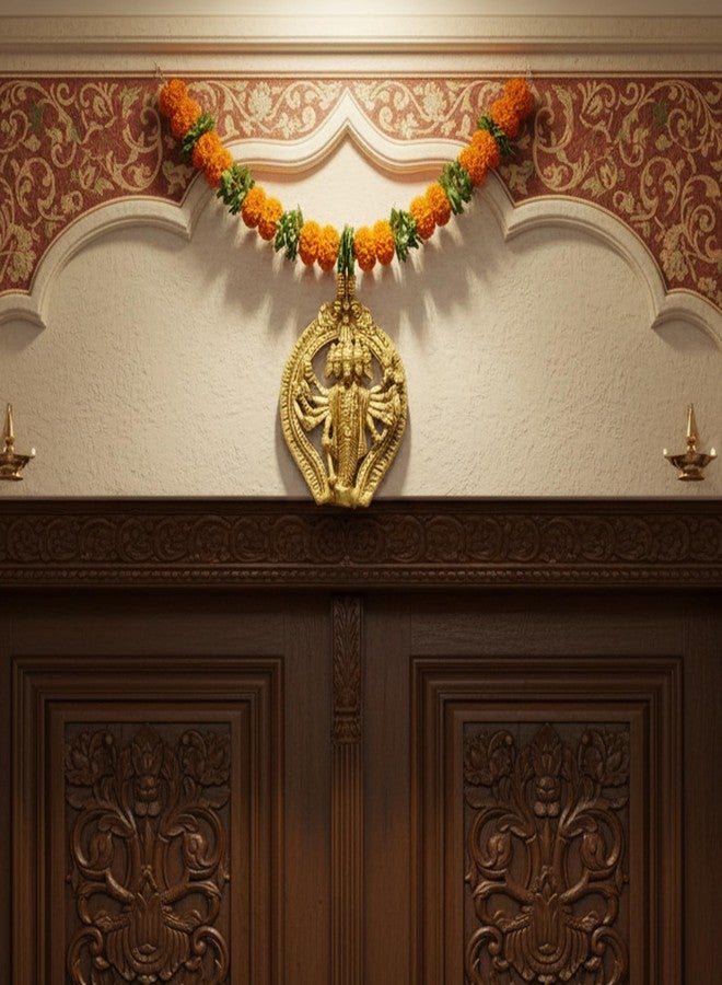 ESPLANADE Brass Panchmukhi Hanuman Wall Hanging Anjaneya Pavan Putra Bajrangbali Maruti Idol Murti Moorti Statue - 6" Inches - Image 1