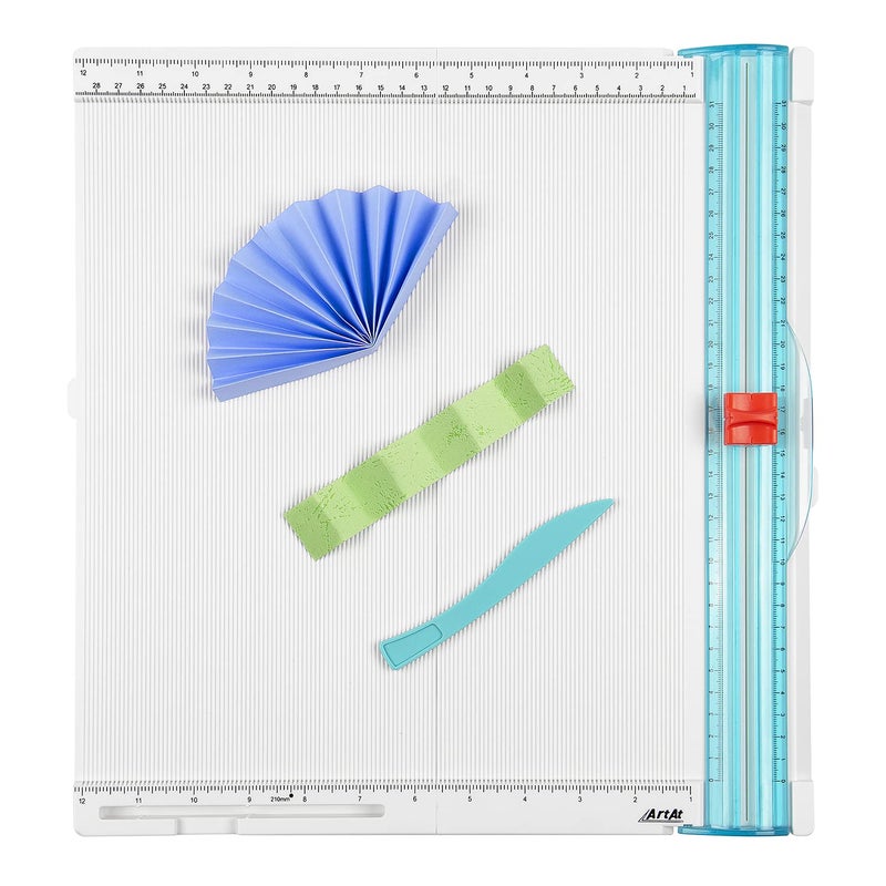 ArtAt Craft Paper Trimmer and Scoring Board: ArtAt 12 x 12inch Paper Trim Cutter Score Board Scoring Tool with Paper Folding, for Making Scrapbooking, crad, Coupons and Photo - Image 1