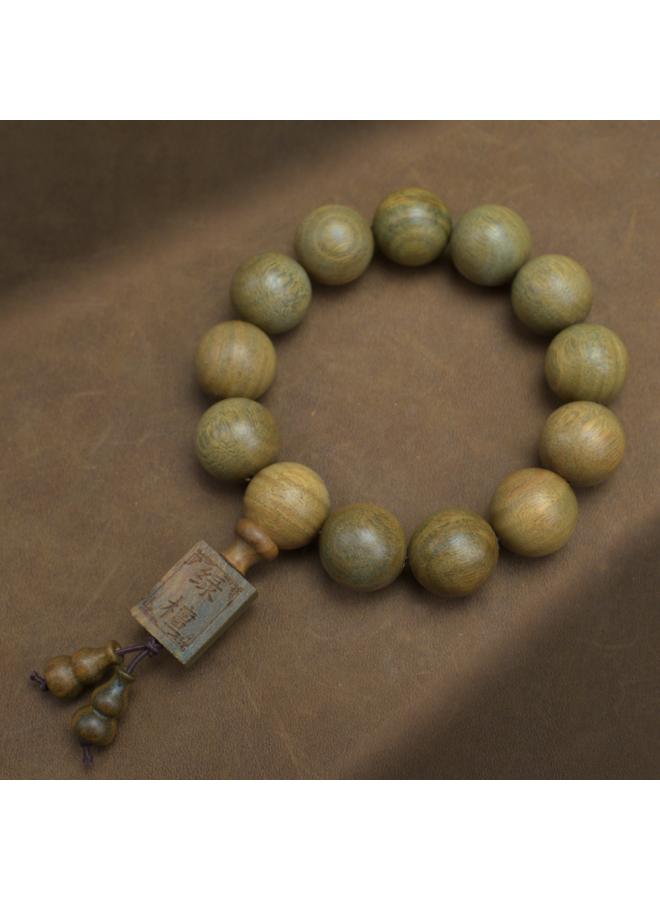 Natural Green Sandalwood 08 Beads Bracelet Rosary Men And Women Couple 0.8 Bracelet Ethnic Ancient Style Handheld