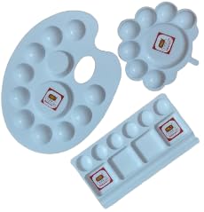FIRST CLICK Painting Palettes for Art 301 no. 22X17 cm, Flower Shaped 14X9.5 cm, Mini 12X7.5 cm, Medium Rectangle Shaped16X9 cm, Oval Shaped 14X9.5 Set of 5 pc Pure White Plastic - Image 5