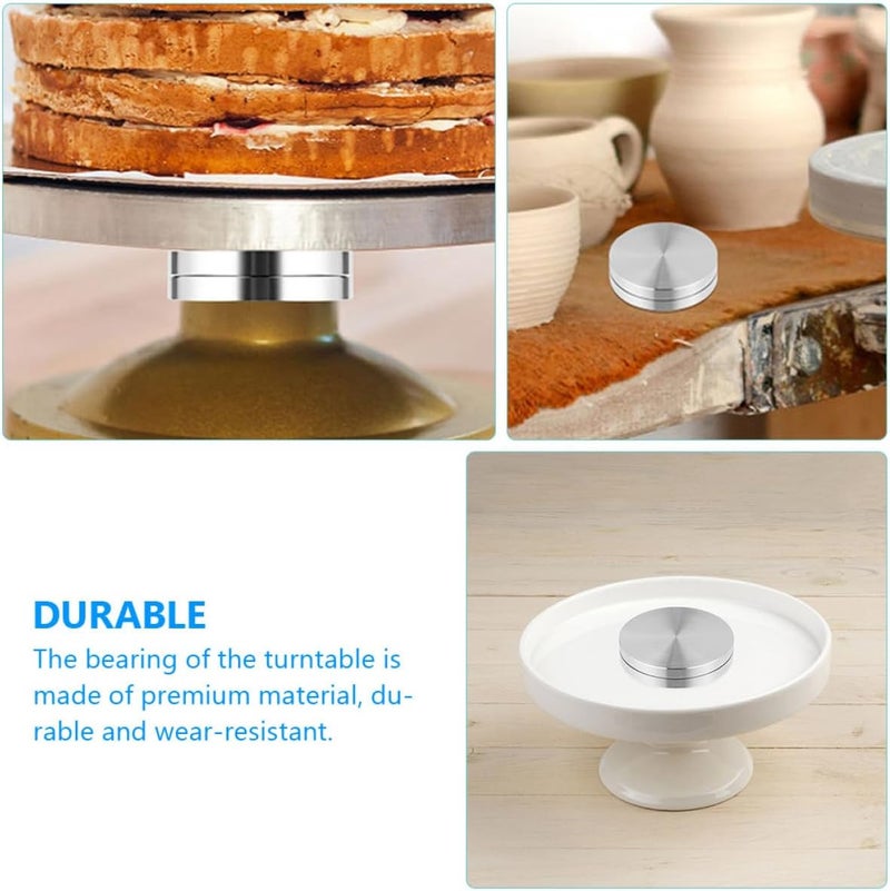 STAHAD Aluminum Alloy Turntable Bearing 100mm Round Rotating Tray Base Cake Decorating Stand Replacement Axle for Baking and Dining Table Use - Image 3