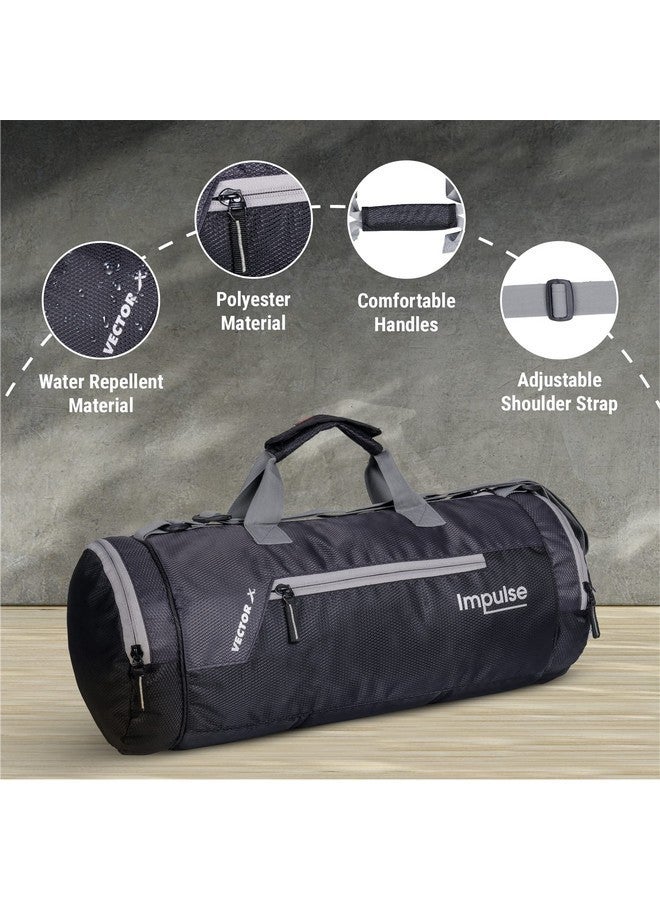 Vector X Gym Duffel 26L Sports Bag for Men and Women Polyester | Large Compartment | Front Utility Pocket | Mesh Side Pocket | Durable Base | Adjustable Shoulder Strap Travel Bag (Impulse, Grey) - Image 4