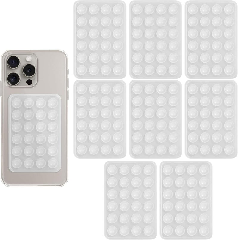Langthering 8pcs Silicone Phone Sticky Grip, Suction Phone Case Mount for iPhone and Android, Hands-Free Sticky Cell Phone Grip, Mobile Fidget Mirror Holder for Selfies and Videos (Transparent) - Image 1