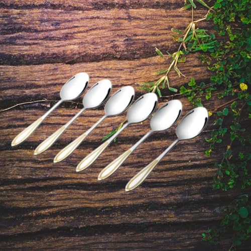 FnS Classic 24 Karat Gold Plated Stainless Steel Dinner Spoons (Set of 6) for Home, Dining and Kitchen - Image 5