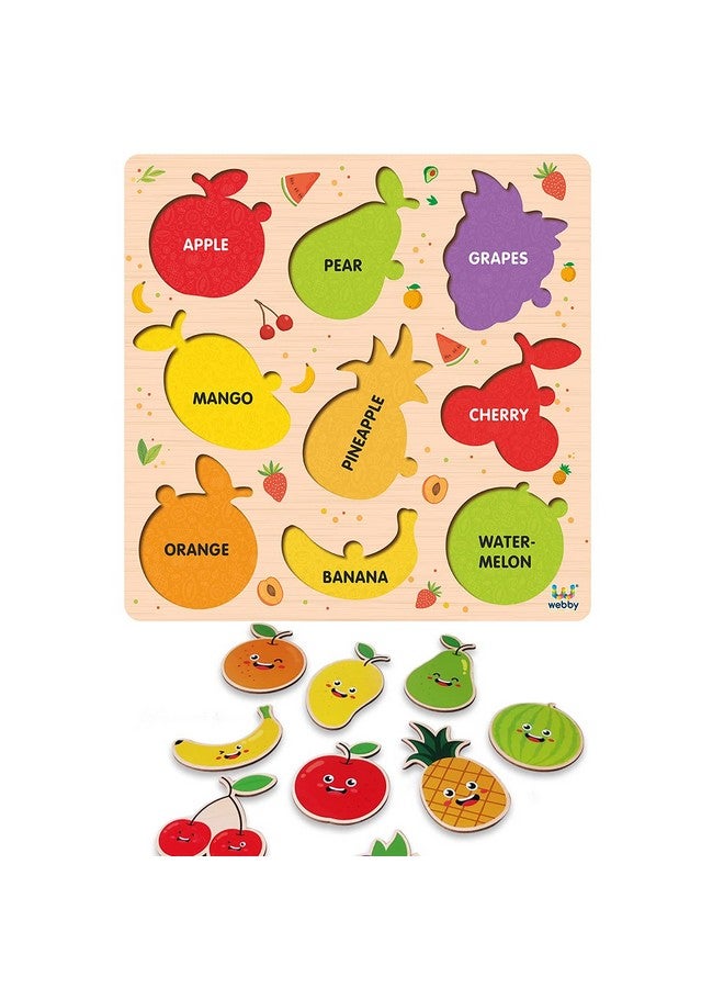 Webby Wooden Fruits Montessori Educational Pre-School Puzzle Board Toy For Boys And Girls, Kid - Image 4