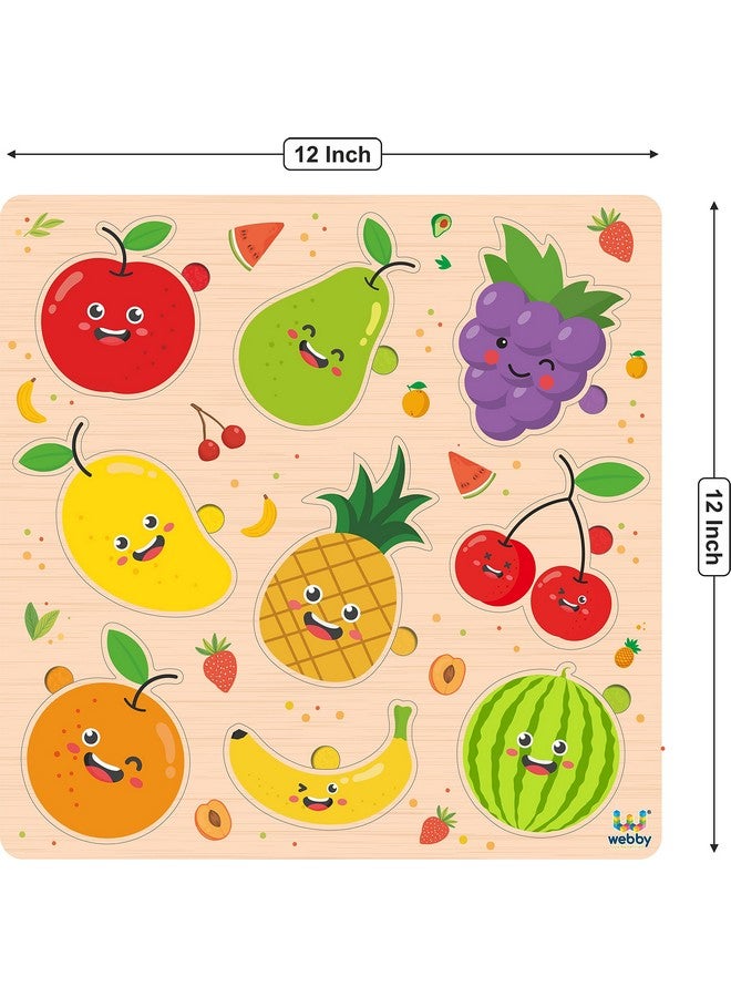 Webby Wooden Fruits Montessori Educational Pre-School Puzzle Board Toy For Boys And Girls, Kid - Image 3