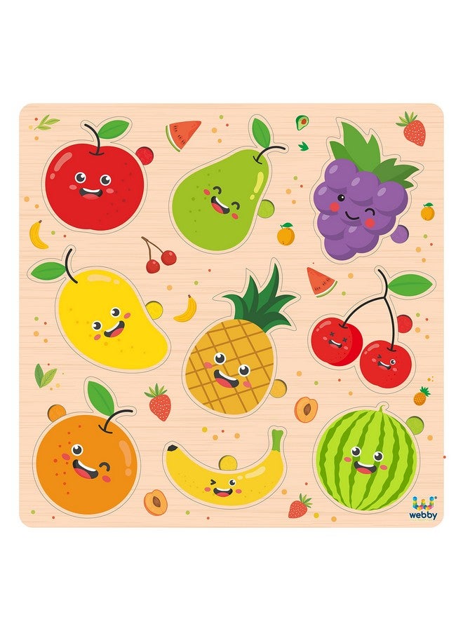 Webby Wooden Fruits Montessori Educational Pre-School Puzzle Board Toy For Boys And Girls, Kid - Image 1