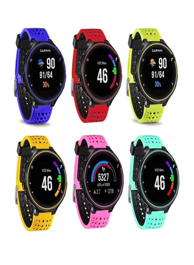 HWHMH أساور سيليكون بديلة ملونة من HWHMH مع أدوات إزالة الدبابيس لساعات Garmin Forerunner 220/230/235/620/630 (بدون جهاز تتبع، أساور بديلة فقط) (عبوة من 6 قطع) - Image 1