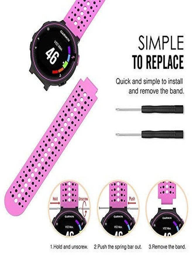 HWHMH أساور سيليكون بديلة ملونة من HWHMH مع أدوات إزالة الدبابيس لساعات Garmin Forerunner 220/230/235/620/630 (بدون جهاز تتبع، أساور بديلة فقط) (عبوة من 6 قطع) - Image 4
