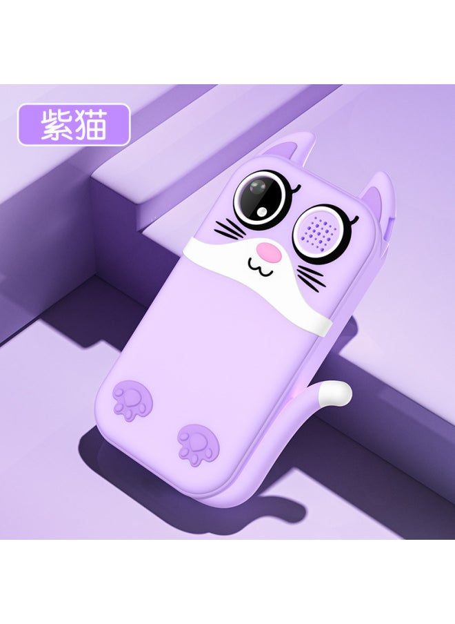 Generic - Cartoon Unicorn H07 Children's Mobile Phone Camera Flashlight Game Alarm Clock Multi-function Toy-Color:Purple Kitten (touch Screen Model) Does Not Come With Card - Image 1