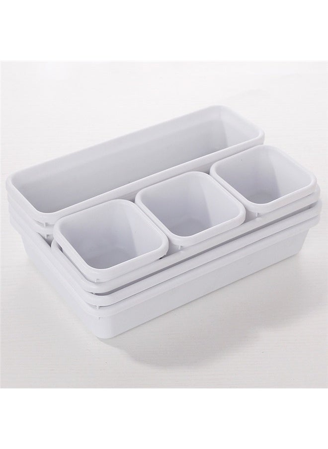 yongsheng 8-Piece Home Drawer Organizer Box Tray Set white，8 PCS Plastic Drawer Organizer, Sectional Makeup Desk Storage, Tool Box Tray Divider Bins Set for Bedroom, Kitchen(White)  - Image 1