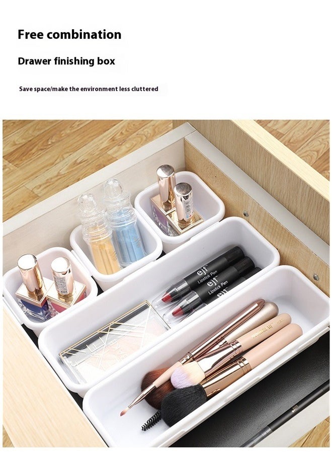 yongsheng 8-Piece Home Drawer Organizer Box Tray Set white，8 PCS Plastic Drawer Organizer, Sectional Makeup Desk Storage, Tool Box Tray Divider Bins Set for Bedroom, Kitchen(White)  - Image 3