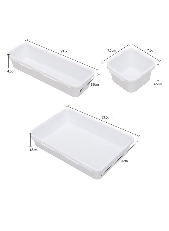 yongsheng 8-Piece Home Drawer Organizer Box Tray Set white，8 PCS Plastic Drawer Organizer, Sectional Makeup Desk Storage, Tool Box Tray Divider Bins Set for Bedroom, Kitchen(White)  - Image 4