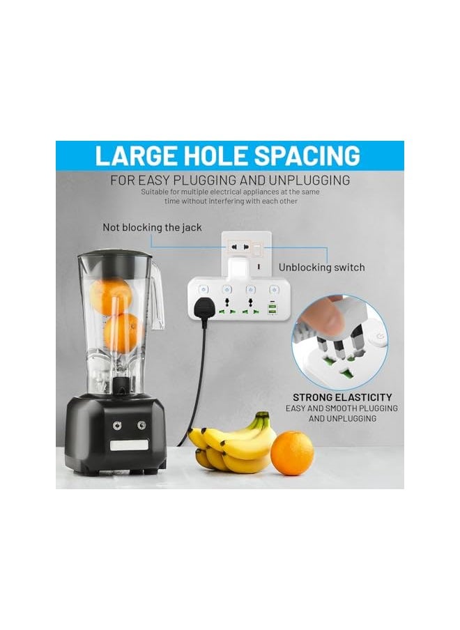 UNICASA UNICASA™ 3 Way Plug Extension Socket with 2 USB & 1 Type-C Ports, UK Multi Plug Adapter with Switches - Ideal for Home, Office, Kitchen, Garden, Outdoor Use and travel.  - Image 4