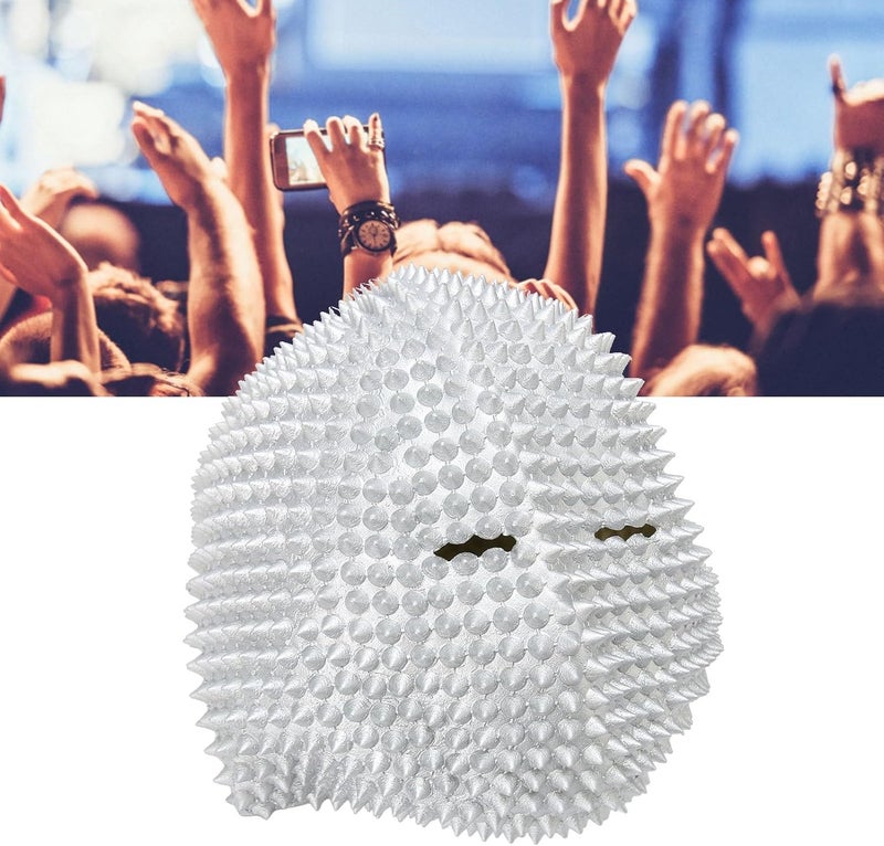 klarako Halloween Studded Full Face Cover,Fashion Steampunk Masks,Steampunk Horror Elastic Face Cover for Cosplay Costume Party Silver - Image 3