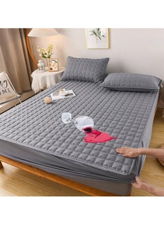VUCATIN Queen Size Mattress Protector Waterproof Bed Mattress Pad Cover Protector Breathable Noiseless Queen 3D Air Fabric Cooling Mattress Pad Cover with Deep Pocket (Grey Bedspread 200cm*220cm)  - Image 1