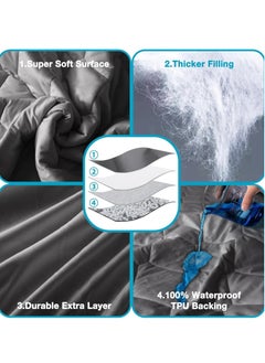 VUCATIN Queen Size Mattress Protector Waterproof Bed Mattress Pad Cover Protector Breathable Noiseless Queen 3D Air Fabric Cooling Mattress Pad Cover with Deep Pocket (Grey Bedspread 200cm*220cm)  - Image 2