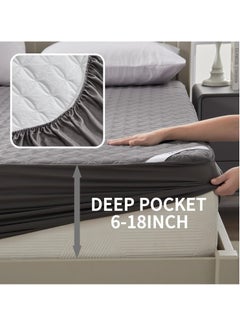 VUCATIN Queen Size Mattress Protector Waterproof Bed Mattress Pad Cover Protector Breathable Noiseless Queen 3D Air Fabric Cooling Mattress Pad Cover with Deep Pocket (Grey Bedspread 200cm*220cm)  - Image 4