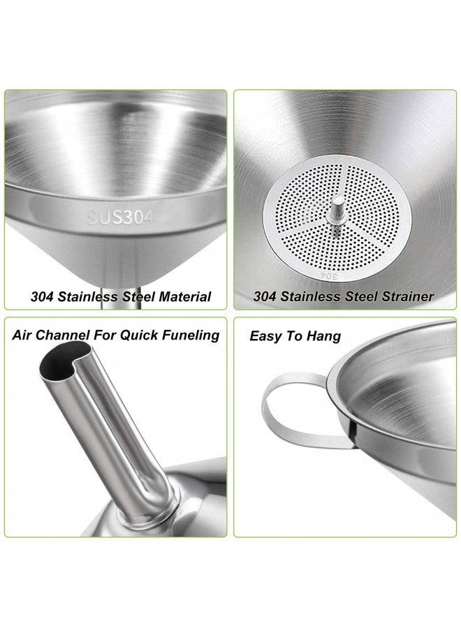 Ecurfu Stainless Steel Kitchen Funnel, 4.3-Inch Food Grade Metal Funnel with Strainer for Filling Bottles, Transferring Liquid, Oil, Juice, Milk - Image 3