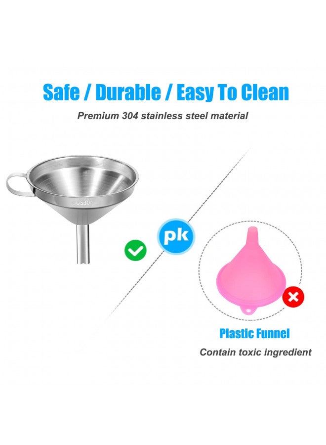 Ecurfu Stainless Steel Kitchen Funnel, 4.3-Inch Food Grade Metal Funnel with Strainer for Filling Bottles, Transferring Liquid, Oil, Juice, Milk - Image 4