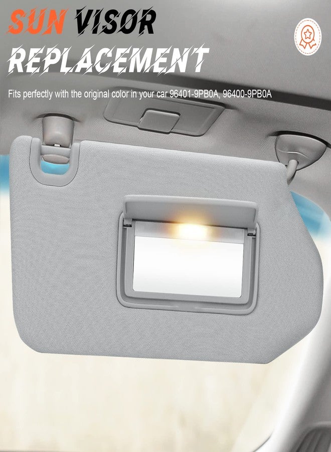 ILONPA Gray Driver Left + Passenger Right Side Sun Visor Replacement Compatible with Nissan Pathfinder 2013-2018, Infiniti QX60 2014-2017, Infiniti JX35 2013 Replace 96401-9PB0A, 96400-9PB0A - Image 3