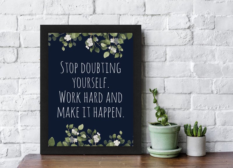 Interio Crafts Work Hard and Make it Happen Motivational Quote Wall Poster With Frame, Synthetic Wood, Black,13 X 10 inches - Image 2