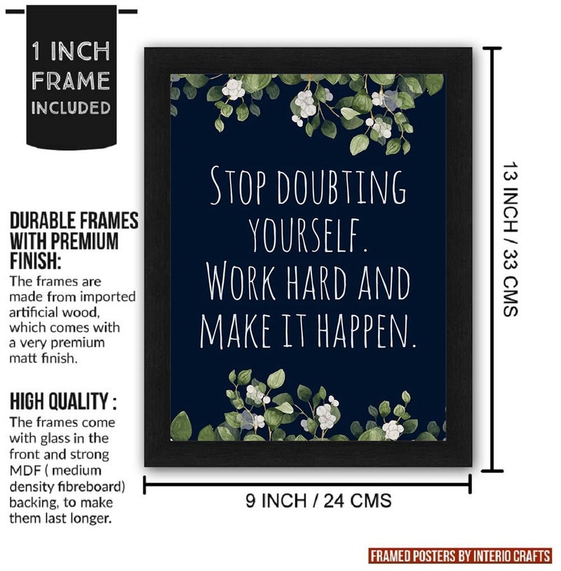 Interio Crafts Work Hard and Make it Happen Motivational Quote Wall Poster With Frame, Synthetic Wood, Black,13 X 10 inches - Image 4